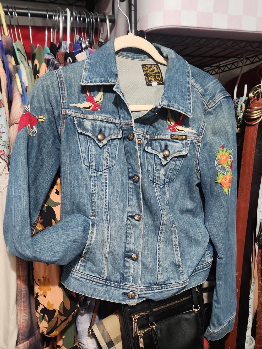 Lucky Brand Vintage-Inspired Embroidered Denim Jacket - Blue